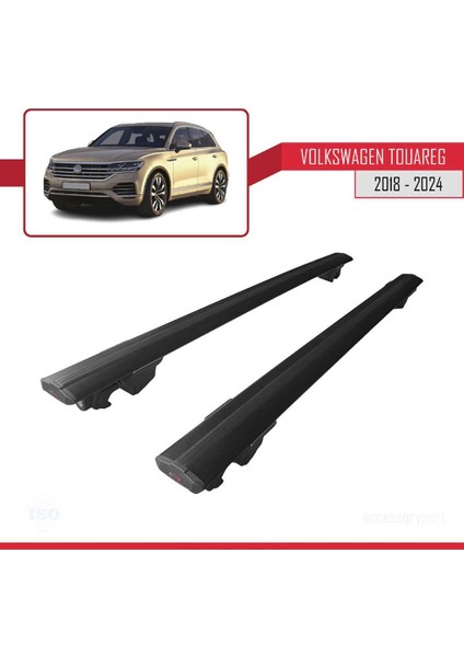 Vw Touareg 2018 ve Sonrası ile Uyumlu Hook Model Anahtar Kilitli Ara Atkı Tavan Barı Siyah