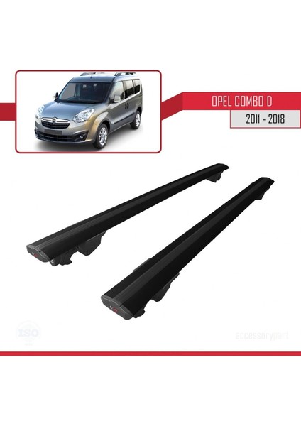Opel Combo (D) 2011-2018 Arası ile Uyumlu Hook Model Anahtar Kilitli Ara Atkı Tavan Barı Siyah fırsatları