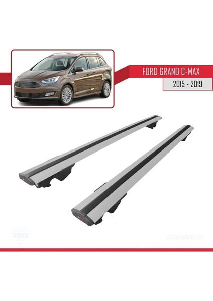 Ford Grand C-Max 2015-2019 Arası ile Uyumlu Hook Model Anahtar Kilitli Ara Atkı Tavan Barı Gri fırsatları