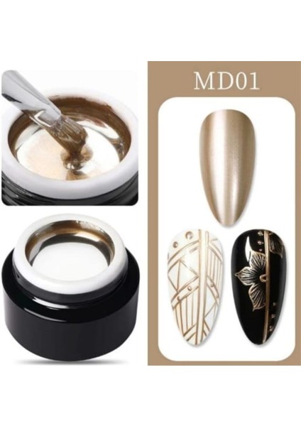 Metalik Painting Jel 5 ml Renkli MD01 Akrilik ve Doğal Tırnaklar için Özel Uygulama