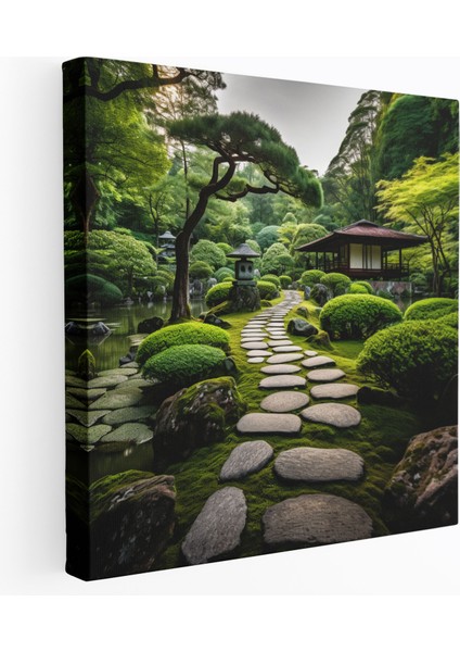 Zen Taş Yolu Kanvas Tablo Tablo - Zen, Zen, Sakin Meditasyon Noktası, Taş Yolu, 30X30