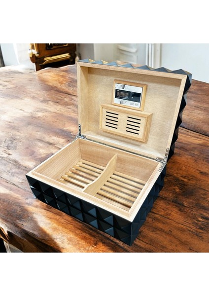 Angelo Quasar Humidor Puro Kutusu Siyah 80's