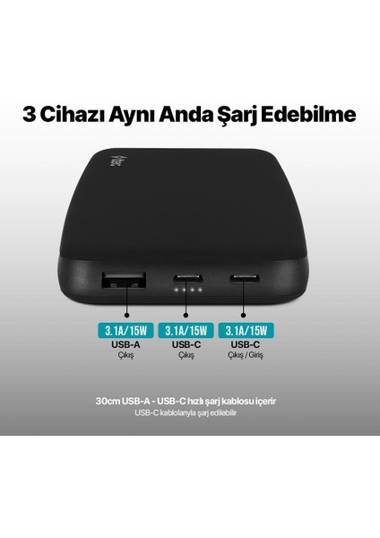 Chargeup 10.000MAH 15W Taşınabilir Şarj Aleti Powerbank - Siyah