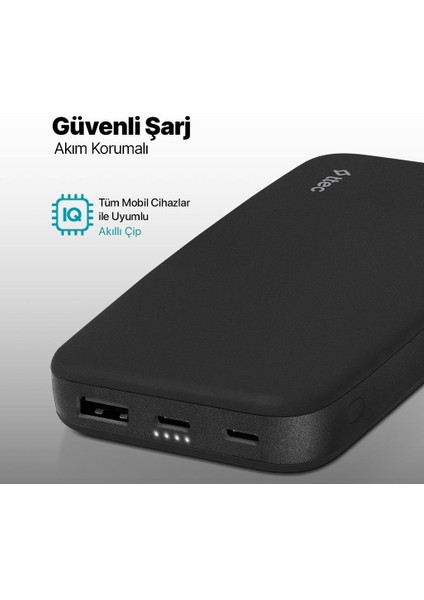 Chargeup 10.000MAH 15W Taşınabilir Şarj Aleti Powerbank - Siyah