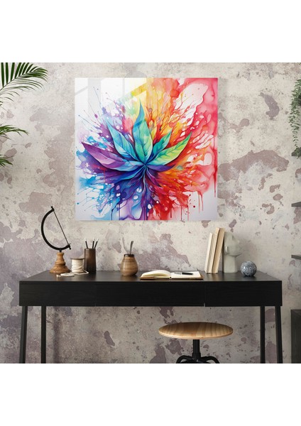 Ot Harikalar Diyarı Cam Baskı - Ot, Canlı Renkler, Cam Duvar Tablosu, Esrar Yaprağı, 30X30 modelleri