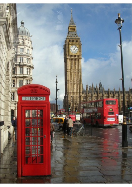 Londra Saat Kulesi ve Telefon Kulübesi | Hediyelik, Dekoratif, Ofis, Mutfak