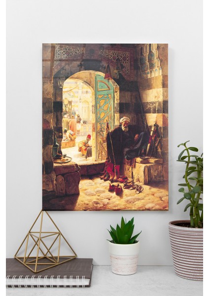 Ünlü Ressam Tabloları Şam'daki Büyük Caminin Kapısında Gustav Bauernfeind Cam Tablo | Hediyelik, Dekoratif, Ofis, Mutfak