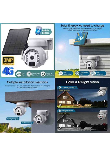 3 Mp Güneş Enerjili Sim Kartlı Kamera