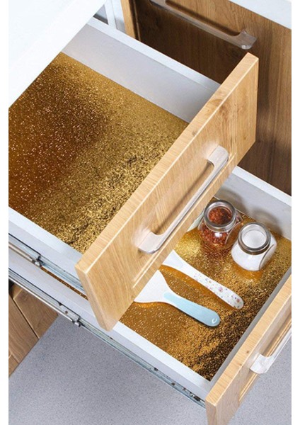 Estetik Gold Mutfak Folyosu Yapışkanlı, Kolay Temizlik Şık Görünümlü Folyo 1m x 40CM fırsatları