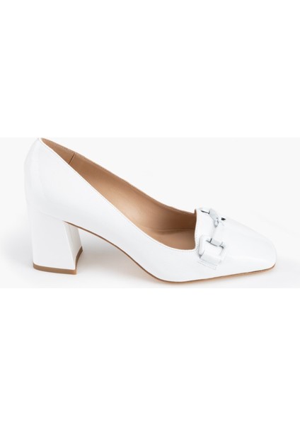 Nairo Beyaz Kadın Topuklu Loafer