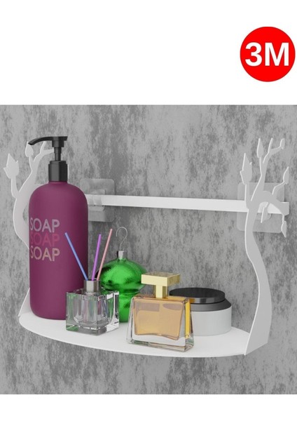 Yapışkanlı Beyaz Yaprak Desenli Banyo Düzenleyici, Mutfak Düzenleyici, Banyo Organizer 3m Yapışkanlı Tasarım MT85B modelleri