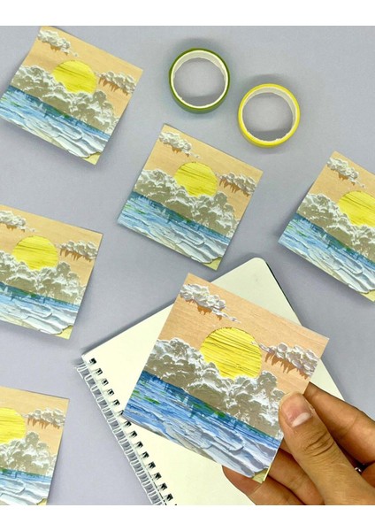 Doğa Temalı Yağlı Boya Tablo Batan Güneş Post-it
