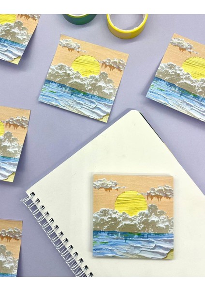 Doğa Temalı Yağlı Boya Tablo Batan Güneş Post-it
