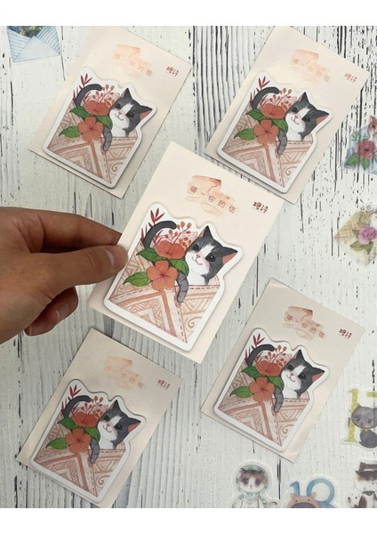 Turuncu Kedi Desenli Post-it/ Sticky Note / Sticker / Yapışkanlı Not Kağıdı / Bullet Journal / Scrapbook