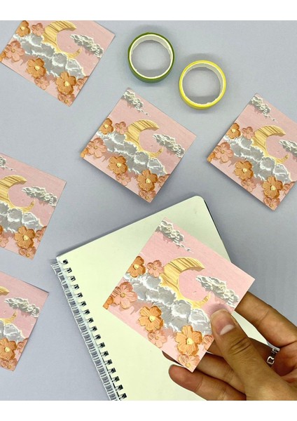 Doğa Temalı Yağlı Boya Tablo Bulutlu Ay Post-it