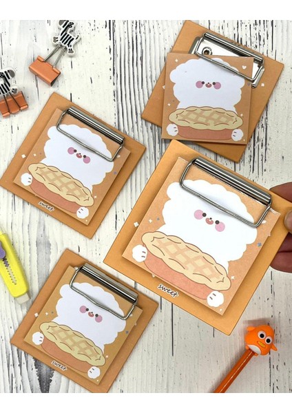 Sevimli Hayvan Desenli Sarı Yapışkanlı Sekreterlik Not Defteri/ Sticky Note / Sticker/ Post-it/ Bullet Journal