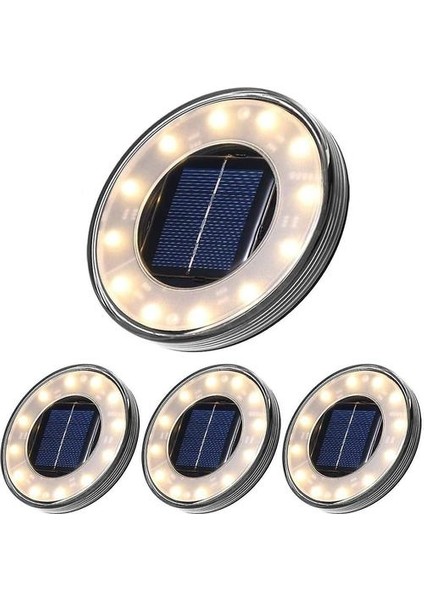 Güneş Işığı Dış Mekan, 4 Paket LED Güneş Gömme Spot Işıklar Su Geçirmez (Yurt Dışından)