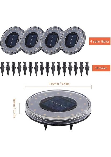 Güneş Işığı Dış Mekan, 4 Paket LED Güneş Gömme Spot Işıklar Su Geçirmez (Yurt Dışından)