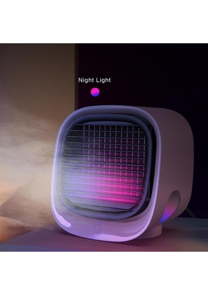 USB Mini Hava Soğutucu Fan Hava Soğutma Klima Gece Işık Taşınabilir Nemlendirme Masaüstü Hava Soğutucu Çok Işlevli Yaz | Fanlar (Beyaz) (Yurt Dışından)