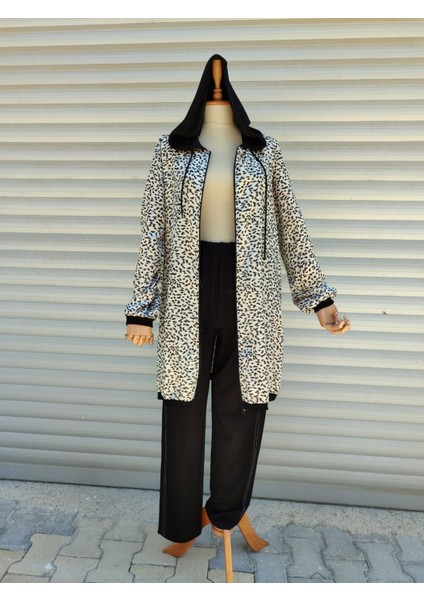 Kapuşonlu Saten Kumaş Leopar Desen Pamuk Kumaş Altlı Ikili Takım fiyatları