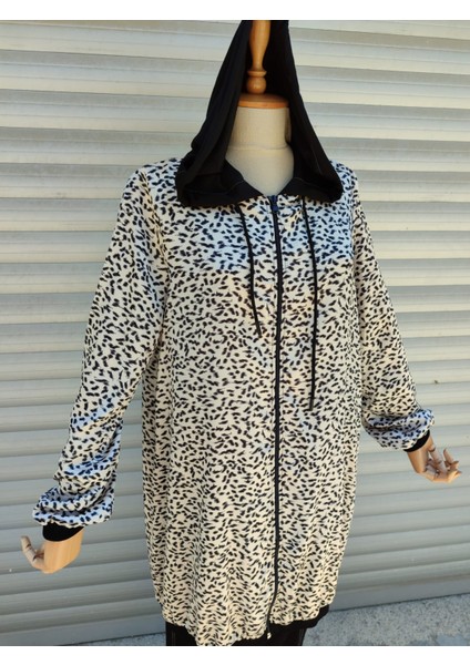 Kapuşonlu Saten Kumaş Leopar Desen Pamuk Kumaş Altlı Ikili Takım modelleri