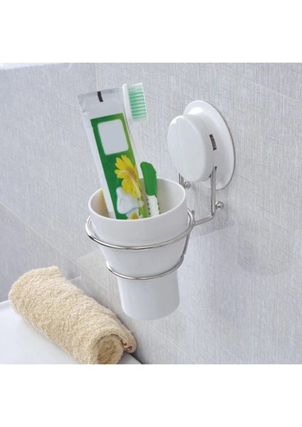 Vantuz Plastik Delikli Tuvalet Banyo Diş Macunu Tutucu Paslanmaz Çelik Bardak Tutucu Bardak | Kupa ve Amp;bardak Tutucular (Yurt Dışından) modelleri