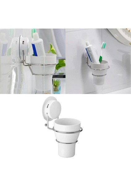 Vantuz Plastik Delikli Tuvalet Banyo Diş Macunu Tutucu Paslanmaz Çelik Bardak Tutucu Bardak | Kupa ve Amp;bardak Tutucular (Yurt Dışından) fırsatları