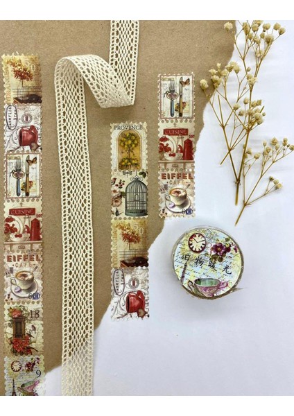 Pul Çay Saati Tek Tek Çıkartmalı - Washi Bant - Sticker - Bullet Journal - Defter Süsleme