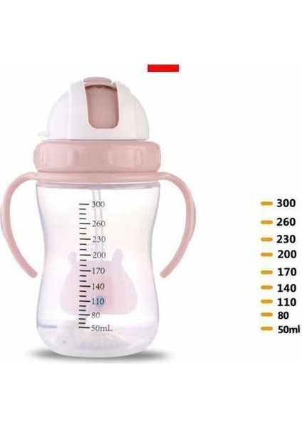300ML Silikon Eğitim Sızdırmaz Bardaklar Süt Bebekler Su Biberon Saman Emme Kolları Içme Içme Geniş Ağız | Şişeler (Yurt Dışından) modelleri