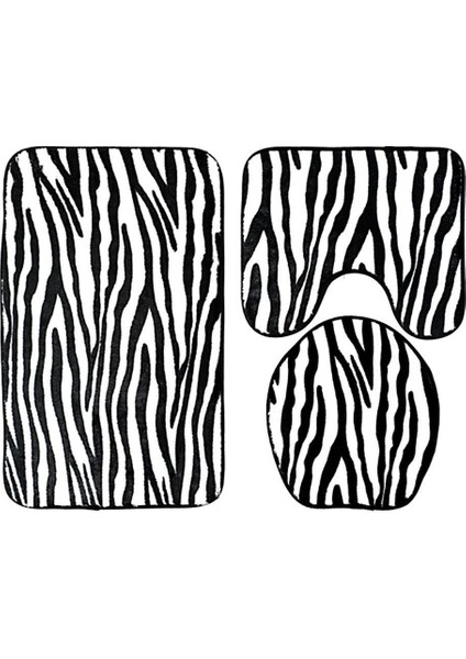 3 Adet / Takım Flanel Zebra Desensiz Kaymaz Banyo Mat Setleri Banyo Halı Kontur Paspaslar Tuvalet Kapağı Kapak Ev Banyo Dekor | Mat Mat | Mat Rugdecorative Banyo Halı (45 * 75 Cm) (Yurt Dışından)