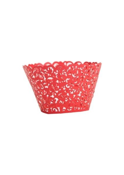Düğün ve Doğum Günü Partisi Için Telkari Cupcake Sarmalayıcıları (50 Adet) (Kırmızı) (Yurt Dışından)