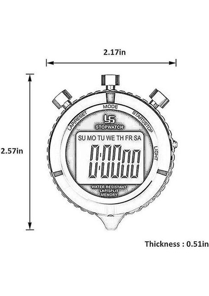 Dijital Kronometre Zamanlayıcı Arkadan Aydınlatmalı Metal Kronometre, 2 Turlu Kronometre Zamanlayıcısı(Gümüş) (Yurt Dışından)