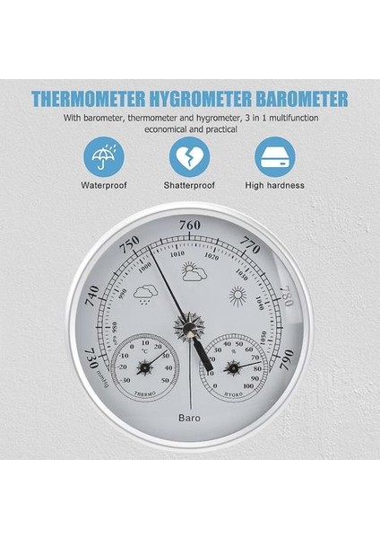 3'ü 1 Kadranlı Tip Hava Istasyonu Barometre Termometre Higrometre Barometrik Basınç Sıcaklık Nem (Yurt Dışından)