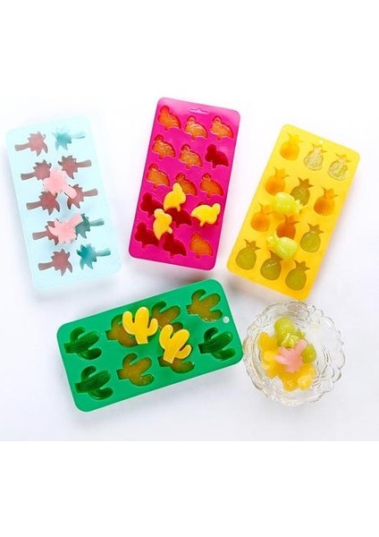 4 Pcs Gıda Sınıfı Silikon Ice Cube Tepsi Kalıpları, Kaktüs/ananas/hindistan Cevizi/flamingo Şekilleri, Toksik Olmayan ve Çevre Dostu, Yumuşak ve Serbest Bırakılması Kolay (Yurt Dışından)