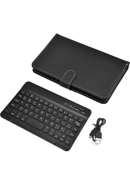 Qwert Pu Deri Bluetooth Kablosuz Klavye Kılıfı Koruyucu Kapak iphone iPad Huawei Xiaomi Samsung Cep Telefonu Tablet Için | Klavye (Siyah) (Yurt Dışından)