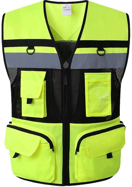 L Yüksek Görünürlük Yardımcı Programı Güvenlik Yelek Nefes Çalışma Jilet Hi Vis Sarı Yansıtıcı Yelek Iş Giyim Yaz Yelek Ceket | Güvenlik Giyim (Yurt Dışından)