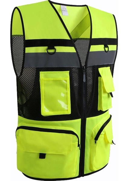 L Yüksek Görünürlük Yardımcı Programı Güvenlik Yelek Nefes Çalışma Jilet Hi Vis Sarı Yansıtıcı Yelek Iş Giyim Yaz Yelek Ceket | Güvenlik Giyim (Yurt Dışından)