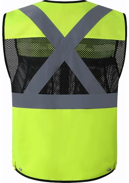 L Yüksek Görünürlük Yardımcı Programı Güvenlik Yelek Nefes Çalışma Jilet Hi Vis Sarı Yansıtıcı Yelek Iş Giyim Yaz Yelek Ceket | Güvenlik Giyim (Yurt Dışından)