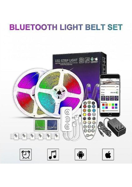 Bluetooth Işıklı Sihirli LED Işıklı 10M Işık 5050 Parlak Şeritli Rgb Çok Renkli Renkli (Yurt Dışından)