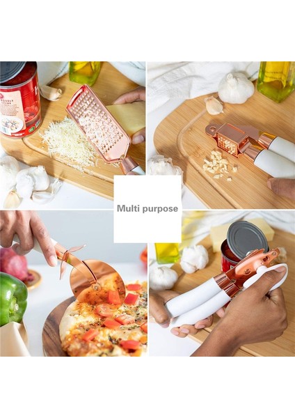 Mutfak 7 Parça Set Gül Altın Pişirme Aracı Mutfak Biblo Seti Mutfak Aletleri Aksesuarları Mutfak Gadgets Sarımsak Basın Grater | Graters (Beyaz) (Yurt Dışından)