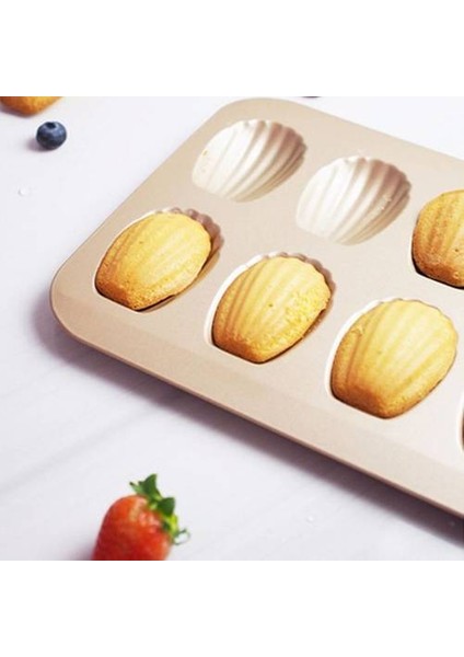 12 Kabuk Madeleine Kalıp Pişirme Tepsisi, Dikdörtgen Ekmek Karbon Çelik Pişirme Tepsisi, Ticari Macaron Kek Fırın Pişirme Kalıp (Yurt Dışından)
