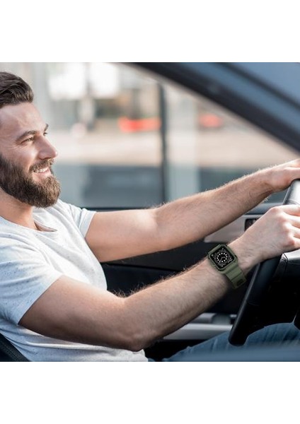 Ordu Yeşil Askı Için Apple Watch Band Için Tampon Vaka ile Engebeli Tam Koruma Band Askı Iwatch | Saat Bandosu (Yurt Dışından)