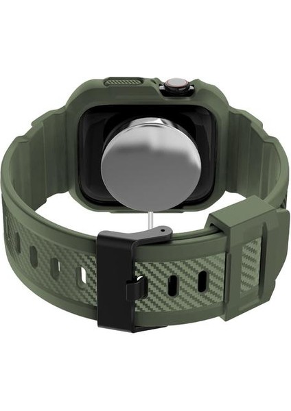 Ordu Yeşil Askı Için Apple Watch Band Için Tampon Vaka ile Engebeli Tam Koruma Band Askı Iwatch | Saat Bandosu (Yurt Dışından)