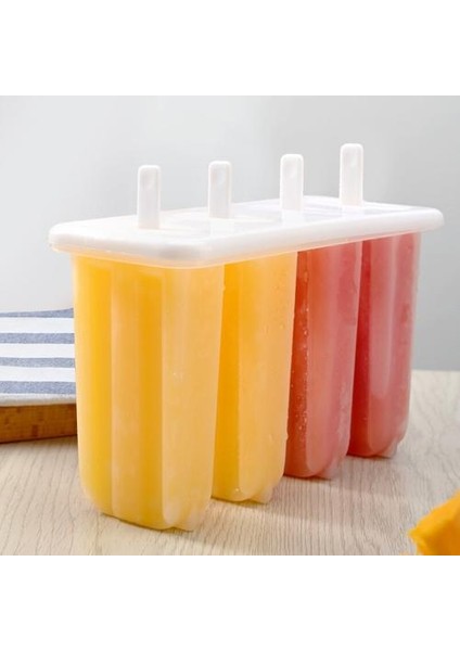 1 Adet 4-Boşluklu Dondurma Kalıbı Kapalı, Dıy Popsicle, Gıda Sınıfı Plastik Malzeme, Güvenli ve Sağlıklı, Kolay Demokul (Yurt Dışından)