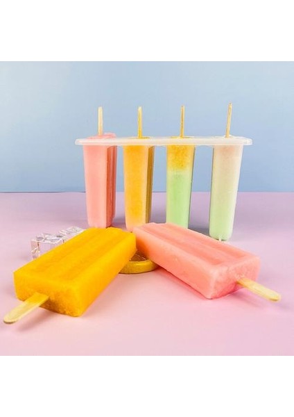 1 Adet 4-Boşluklu Dondurma Kalıbı Kapalı, Dıy Popsicle, Gıda Sınıfı Plastik Malzeme, Güvenli ve Sağlıklı, Kolay Demokul (Yurt Dışından)