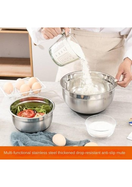 2pcs Kalınlaştırılmış Paslanmaz Çelik Silikon Alt Salata Tenceresi, Ev Pişirme Aletleri Yumurta Çırpıcı Salata Kase Pişirme Seti (Yurt Dışından) modelleri