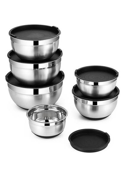 2pcs Kalınlaştırılmış Paslanmaz Çelik Silikon Alt Salata Tenceresi, Ev Pişirme Aletleri Yumurta Çırpıcı Salata Kase Pişirme Seti (Yurt Dışından) fırsatları