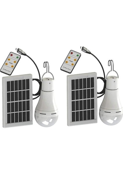 LED Solar Lamp, 9W Solar Power Super Bright Bulbs With Remote Control-Solar Camping / Emergency Light For Camping Hiking, 2pcs (Yurt Dışından)