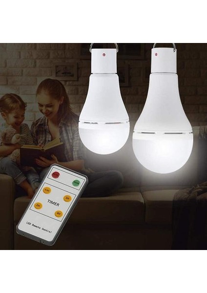 LED Solar Lamp, 9W Solar Power Super Bright Bulbs With Remote Control-Solar Camping / Emergency Light For Camping Hiking, 2pcs (Yurt Dışından)