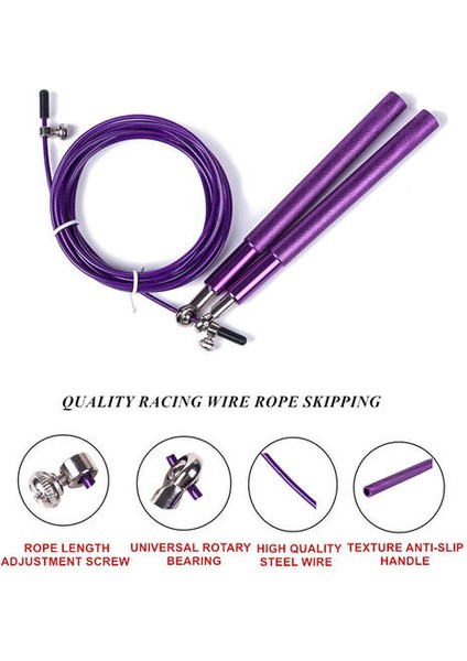 Crossfit Hız Atlama Halat 3 Metre Metal Rulman Kolu Ayarlanabilir Skipleme Halat Corda Halat Boks Fitness Için Atlama Egzersiz Eğitimi (Gümüş) (Yurt Dışından) modelleri